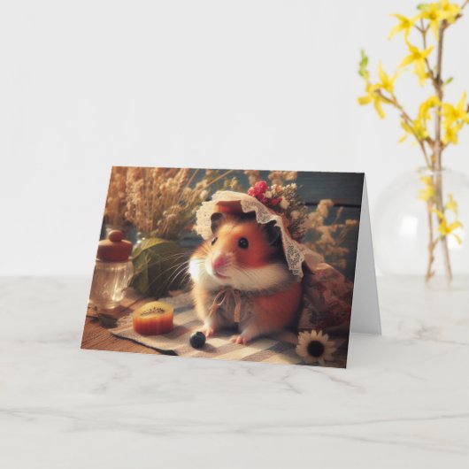 Adorable Midsommer Hamster Karte (Gelbe Blume)