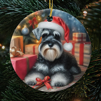 Adorable Miniatur Schnauzer Dog Weihnachten Keramik Ornament