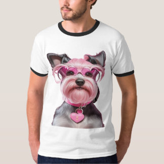 Adorable Miniatur Schnauzer, rosa Schaukherz T-Shirt