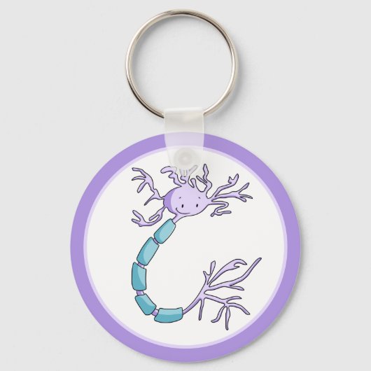 Adorable Minimalist Purple Neuron Cell Illustrated Schlüsselanhänger (Vorderseite)