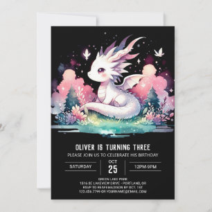 Adorable Minimalistisch Dragon Geburtstag Einladung