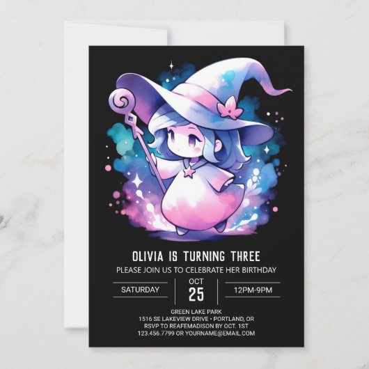 Adorable Minimalistisch Wizard Geburtstag Einladung (Vorderseite)