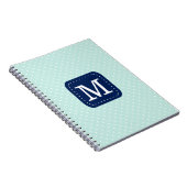 Adorable Mint Polka Dots Navy Blue Monogram Notizblock (Rechte Seite)
