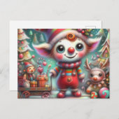 Adorable Misfit Weihnachtself Postkarte (Vorne/Hinten)