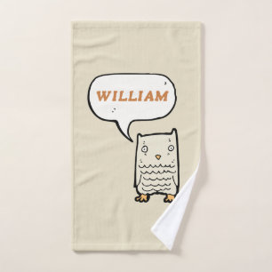 Adorable mit Monogramm Cartoon OWL Handtuch