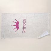 Adorable, modern, Mädchen, Glitzer Tiara Prinzessi Strandtuch (Vorderseite)