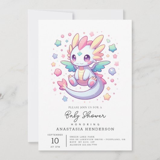 Adorable moderne Dragon Baby-Dusche Einladung (Vorderseite)