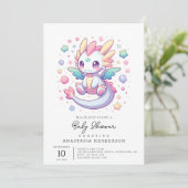 Adorable moderne Dragon Baby-Dusche Einladung (Stehend Vorderseite)