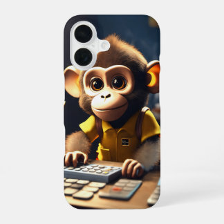 Adorable Monkey Accountant iPhone 16 Fall Hülle