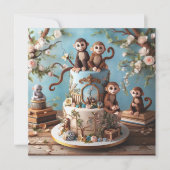 ADORABLE MONKEYS KINDERGEBURTSTAG CAKE KARTE (Vorderseite)
