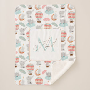 Adorable Monogram Initial Name Baby Elephant Pink Sherpadecke