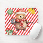 Adorable monogramm Rote weiße Streifen Ornamente Mousepad (Mit Mouse)