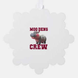 Adorable MOO DENG CREW Baby Hippo Squad Lunch Lady Ornament Karte