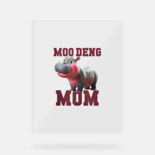 Adorable MOO DENG MAMA Baby Hippo Mama Dabbing Pri Acrylschild