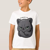 Adorable Moody Gray Kitty Cartoon T-Shirt (Vorderseite)