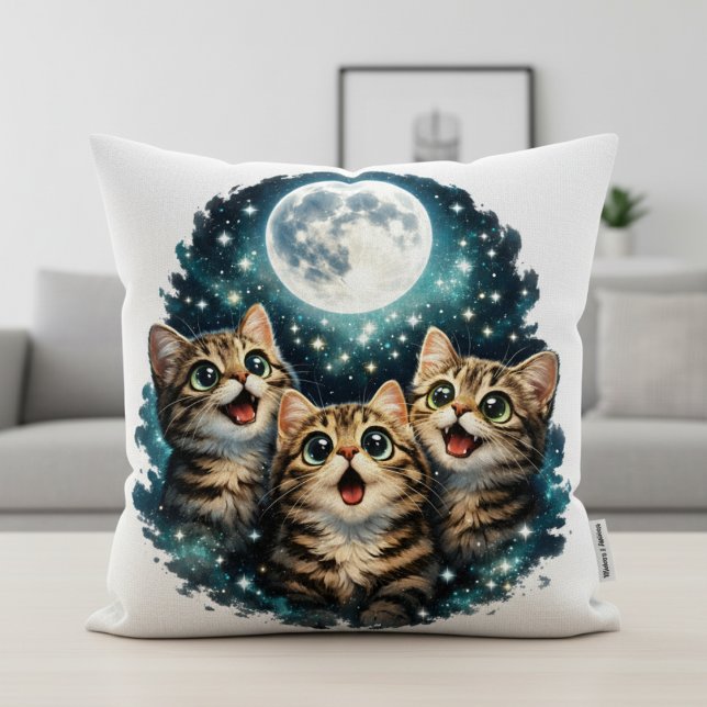 Adorable Moon Gazer Kittens - Sparkling Starlight  Kissen (Von Creator hochgeladen)