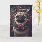 Adorable Mops Dog Weihnachtskarte Karte (Gelbe Blume)