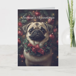 Adorable Mops Dog Weihnachtskarte Karte