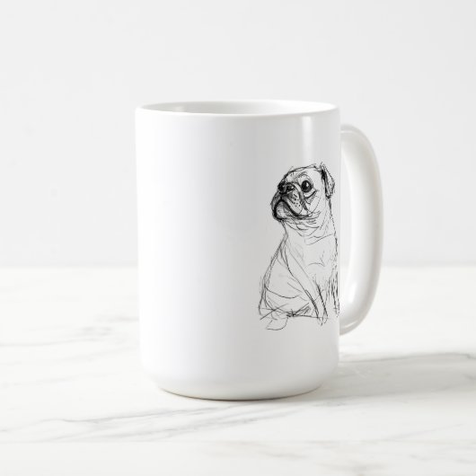 Adorable Mops Elegantes Design Kaffeetasse (VorderseiteRechts)
