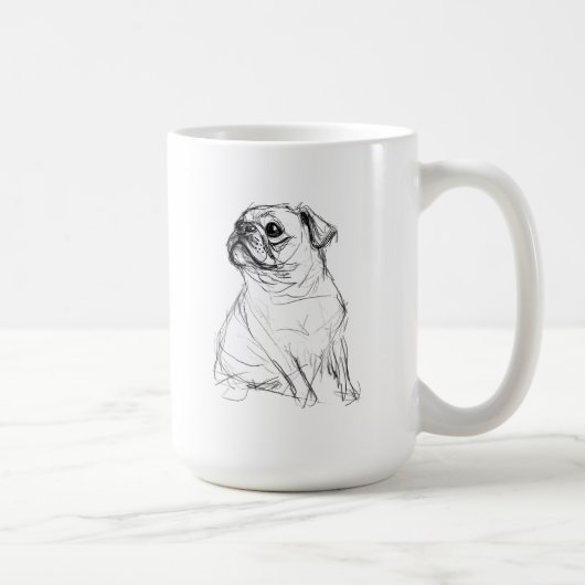 Adorable Mops Elegantes Design Kaffeetasse (Rechts)