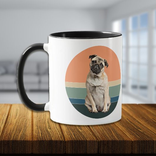 Adorable Mops Hund Retro Sonnenuntergang Tasse