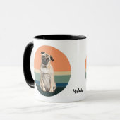 Adorable Mops Hund Retro Sonnenuntergang Tasse (Vorderseite Links)