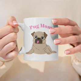 Adorable Mops Illustration Custom Foto "Mops Mama" Kaffeetasse