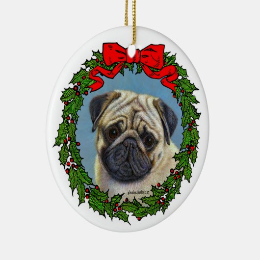 Adorable Mops Keramik Ornament (Rechts)