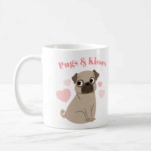 Adorable Mops "Möpsen and Kisses" Benutzerdefinier Kaffeetasse (Links)