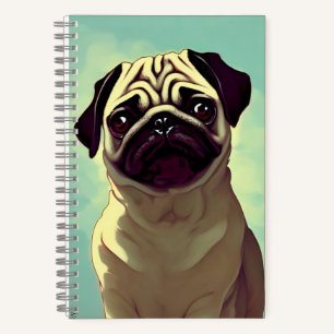 Adorable Mops Welpe des Hundes Niedliches Tierport Notizblock