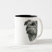 Adorable Mops Zwei-Tone-Kaffee-Tasse Zweifarbige Tasse (VorderseiteRechts)