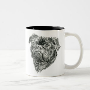 Adorable Mops Zwei-Tone-Kaffee-Tasse Zweifarbige Tasse