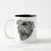 Adorable Mops Zwei-Tone-Kaffee-Tasse Zweifarbige Tasse (Links)