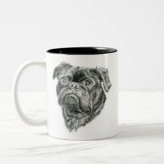Adorable Mops Zwei-Tone-Kaffee-Tasse Zweifarbige Tasse (Links)