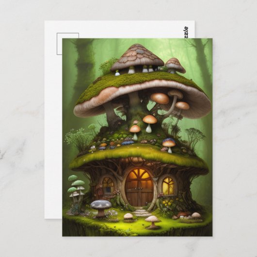 Adorable Mossy Mushroom Fairy House Postkarte (Vorne/Hinten)