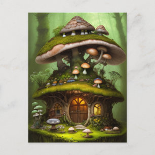 Adorable Mossy Mushroom Fairy House Postkarte