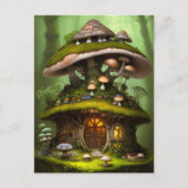 Adorable Mossy Mushroom Fairy House Postkarte (Vorderseite)