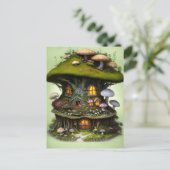 Adorable Mossy Mushroom Fairy House Postkarte (Stehend Vorderseite)