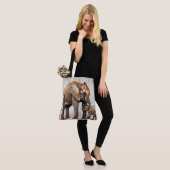 Adorable Mother & Baby Elephant Digital Art Print Tasche (Am Model)