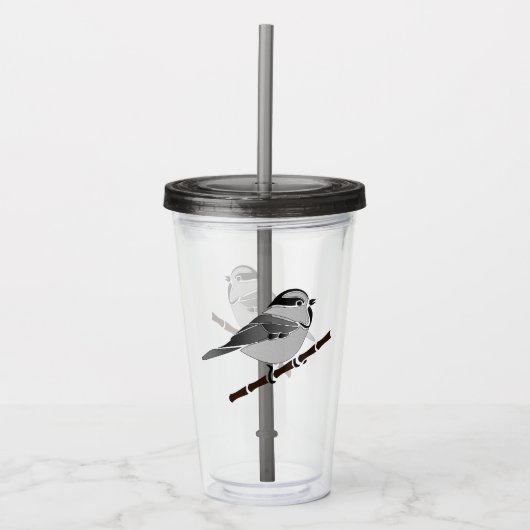 Adorable Mountain Chickadee Bird Illustriert Acryltrinkbecher (Vorderseite)