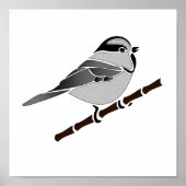 Adorable Mountain Chickadee Bird Illustriert Poster (Vorne)