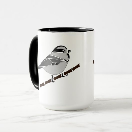 Adorable Mountain Chickadee Bird Illustriert Tasse (Vorderseite Links)