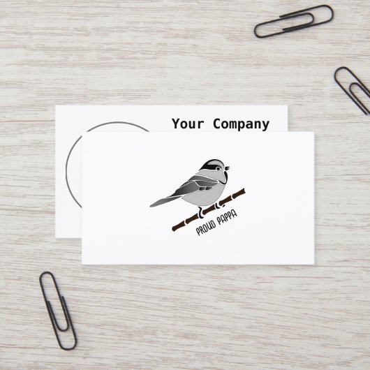 Adorable Mountain Chickadee Bird Illustriert Visitenkarte (Vorderseite/Rückseite Beispiel)
