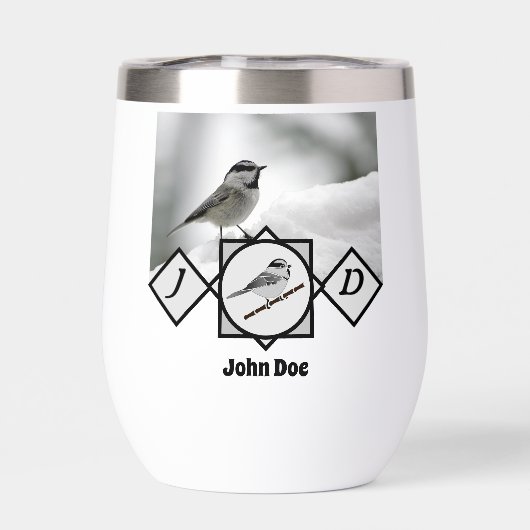 Adorable Mountain Chickadee Monogram Foto (Rückseite)