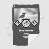 Adorable Mountain Chickadee Monogram Foto Golfhandtuch (Insitu)