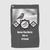 Adorable Mountain Chickadee Monogram Foto Golfhandtuch (Vorderseite)