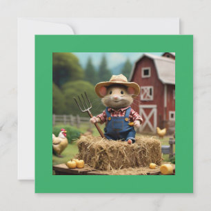 Adorable Mouse Bauer auf Hay Einladung
