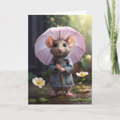 Adorable Mouse Daisy Blume Illustration Blank Karte (Vorderseite)