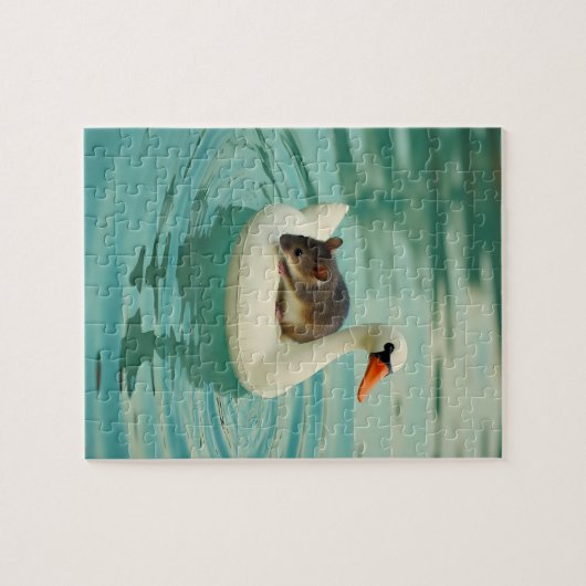 Adorable Mouse on a Swan Pool Float Puzzle (Horizontal)