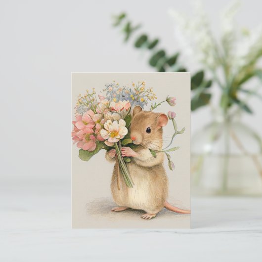 Adorable Mouse Postkarte (Stehend Vorderseite)